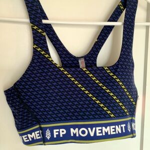 66. Size Small FREE PEOPLE MOVEMENT Blue Patterned Bra NEW